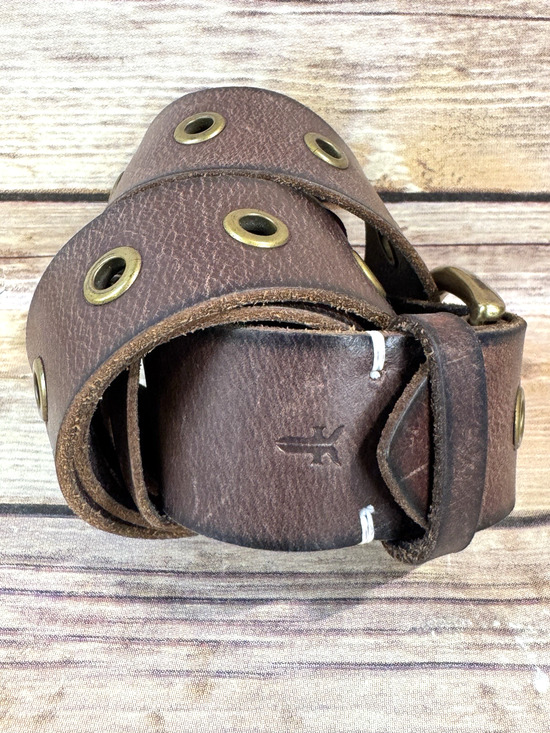 Frye Accessories - Frye Womens Brown Leather and Brass Grommet Belt L